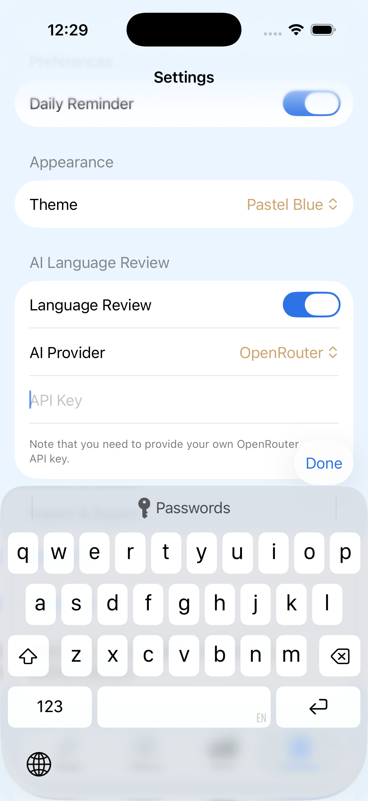Tiny Journal API Key Setup